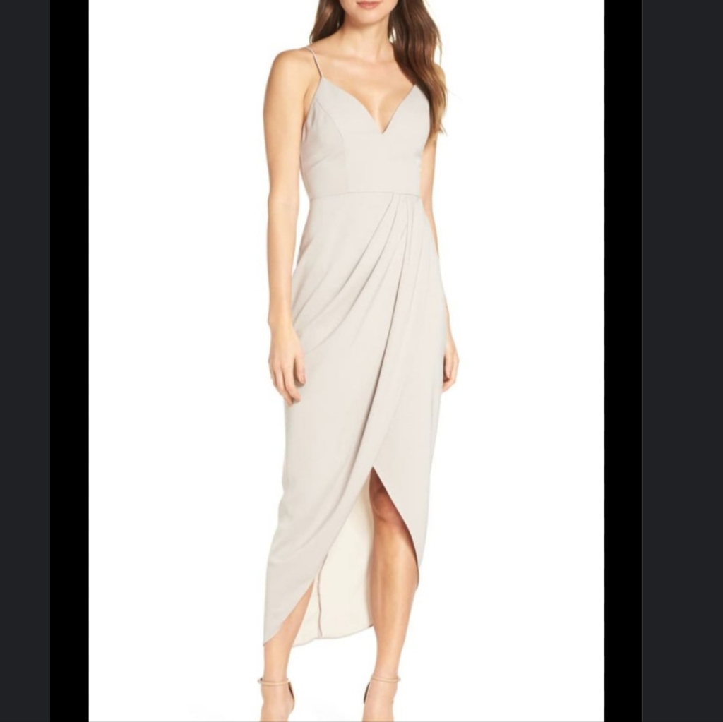 Shona Joy V Neck Pleated Front Faux Wrap Dress 4